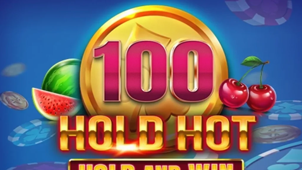Tampilan visual mesin slot 100 Hold Hot Hold and Win dengan simbol buah yang cerah