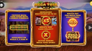 Pemandangan sabana Afrika yang indah di slot Mega Tusk