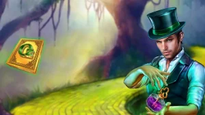 Tampilan visual slot Book of Oz Magic 5 Power Combo dengan latar belakang jalan bata kuning dan elemen magis.