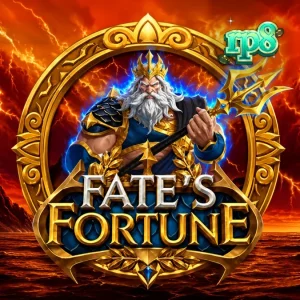 Tampilan visual slot Fate’s Fortune dengan simbol mitologi Yunani dan antarmuka yang elegan.